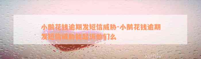 小鹅花钱逾期发短信威胁-小鹅花钱逾期发短信威胁能起诉他们么