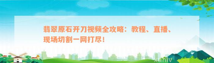 翡翠原石开刀视频全攻略：教程、直播、现场切割一网打尽！