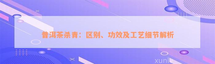 普洱茶杀青：区别、功效及工艺细节解析