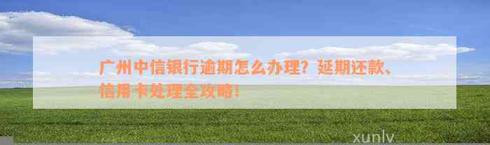 广州中信银行逾期怎么办理？延期还款、信用卡处理全攻略！