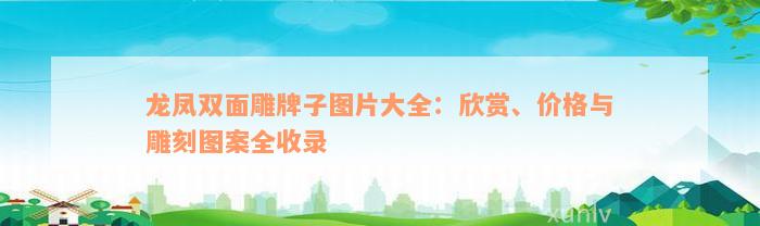 龙凤双面雕牌子图片大全：欣赏、价格与雕刻图案全收录