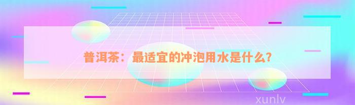 普洱茶：最适宜的冲泡用水是什么？