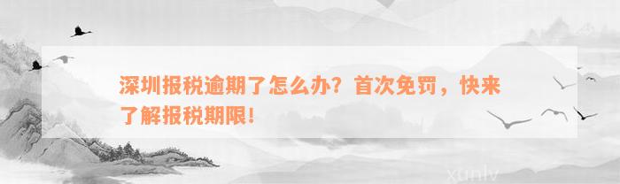 深圳报税逾期了怎么办？首次免罚，快来了解报税期限！