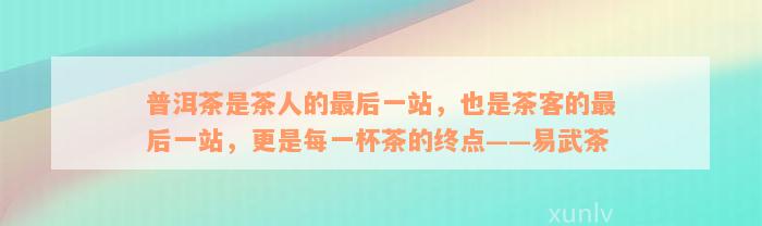 普洱茶是茶人的最后一站，也是茶客的最后一站，更是每一杯茶的终点——易武茶