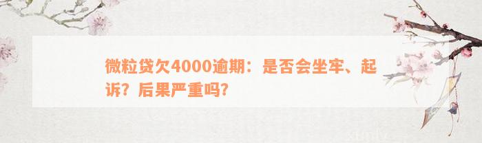 微粒贷欠4000逾期：是否会坐牢、起诉？后果严重吗？