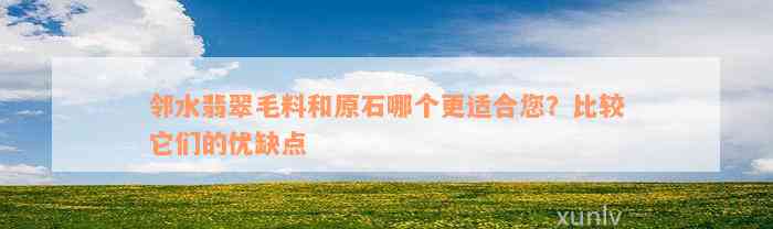 邻水翡翠毛料和原石哪个更适合您？比较它们的优缺点