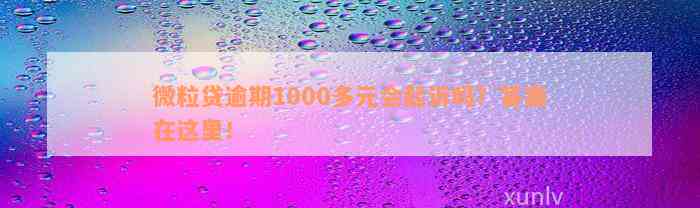 微粒贷逾期1000多元会起诉吗？答案在这里！