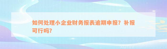 如何处理小企业财务报表逾期申报？补报可行吗？