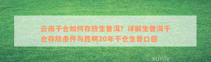 云南干仓如何存放生普洱？详解生普洱干仓存放条件与昆明20年干仓生普口感