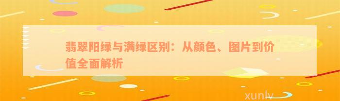 翡翠阳绿与满绿区别：从颜色、图片到价值全面解析