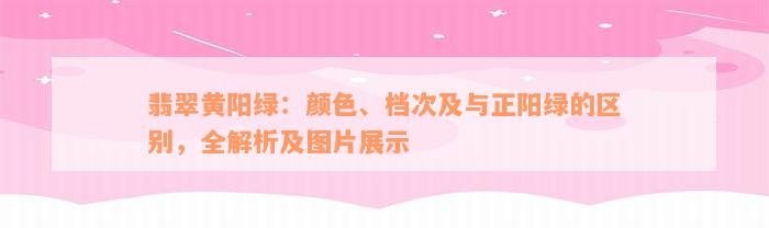 翡翠黄阳绿：颜色、档次及与正阳绿的区别，全解析及图片展示