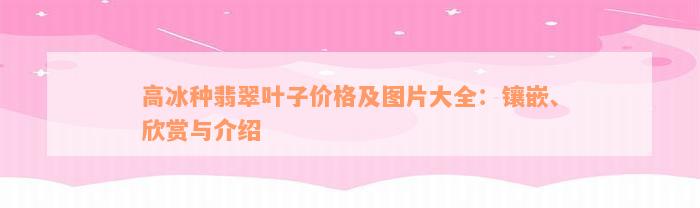 高冰种翡翠叶子价格及图片大全：镶嵌、欣赏与介绍