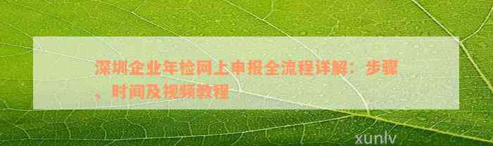 深圳企业年检网上申报全流程详解：步骤、时间及视频教程