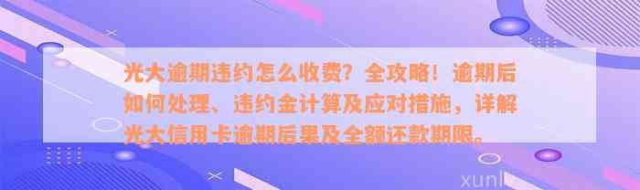 光大逾期违约怎么收费？全攻略！逾期后如何处理、违约金计算及应对措施，详解光大信用卡逾期后果及全额还款期限。