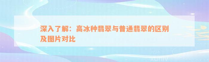 深入了解：高冰种翡翠与普通翡翠的区别及图片对比