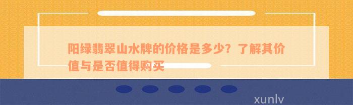 阳绿翡翠山水牌的价格是多少？了解其价值与是否值得购买