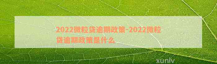 2022微粒贷逾期政策-2022微粒贷逾期政策是什么