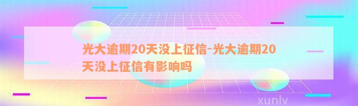 光大逾期20天没上征信-光大逾期20天没上征信有影响吗