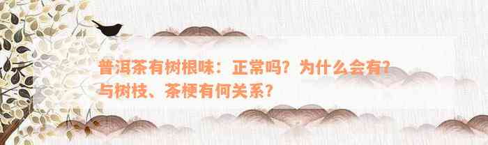 普洱茶有树根味：正常吗？为什么会有？与树枝、茶梗有何关系？