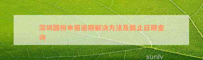 深圳国税申报逾期解决方法及截止日期查询