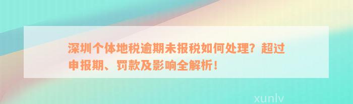 深圳个体地税逾期未报税如何处理？超过申报期、罚款及影响全解析！