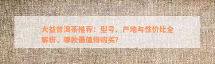 大益普洱茶推荐：型号、产地与性价比全解析，哪款最值得购买？