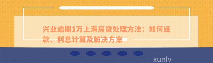 兴业逾期1万上海房贷处理方法：如何还款、利息计算及解决方案