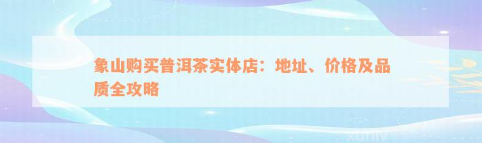 象山购买普洱茶实体店：地址、价格及品质全攻略