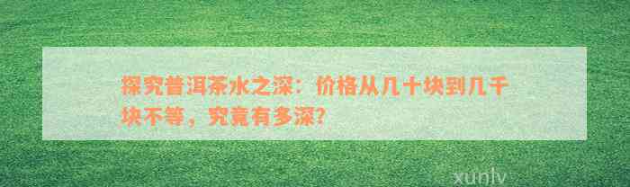 探究普洱茶水之深：价格从几十块到几千块不等，究竟有多深？