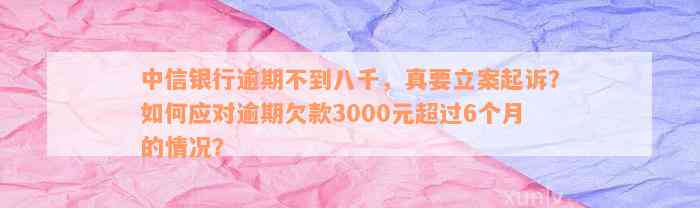 中信银行逾期不到八千，真要立案起诉？如何应对逾期欠款3000元超过6个月的情况？