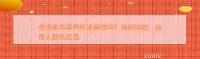 普洱茶与黑枸杞能同饮吗？详解功效、适用人群及禁忌