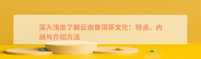 深入浅出了解云南普洱茶文化：特点、内涵与介绍方法