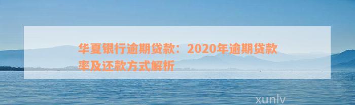 华夏银行逾期贷款：2020年逾期贷款率及还款方式解析