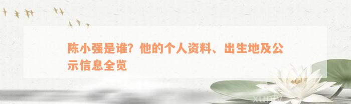 陈小强是谁？他的个人资料、出生地及公示信息全览