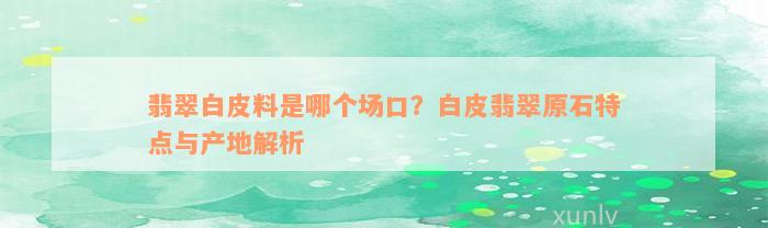 翡翠白皮料是哪个场口？白皮翡翠原石特点与产地解析