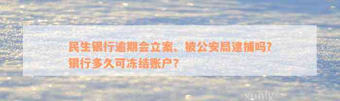 民生银行逾期会立案、被公安局逮捕吗？银行多久可冻结账户？