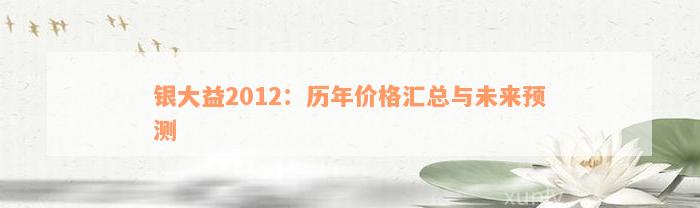 银大益2012：历年价格汇总与未来预测