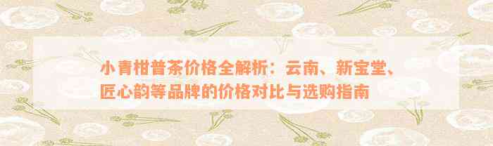 小青柑普茶价格全解析：云南、新宝堂、匠心韵等品牌的价格对比与选购指南