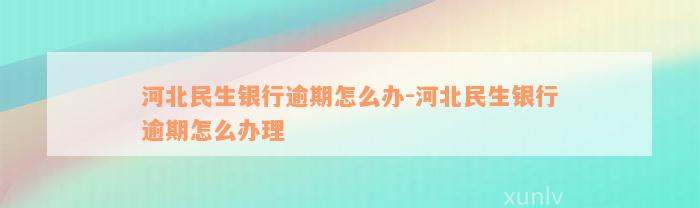 河北民生银行逾期怎么办-河北民生银行逾期怎么办理