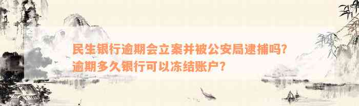 民生银行逾期会立案并被公安局逮捕吗？逾期多久银行可以冻结账户？