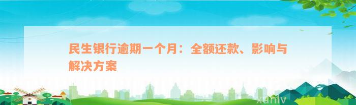 民生银行逾期一个月：全额还款、影响与解决方案