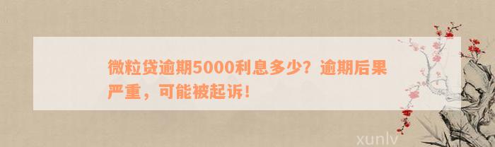 微粒贷逾期5000利息多少？逾期后果严重，可能被起诉！