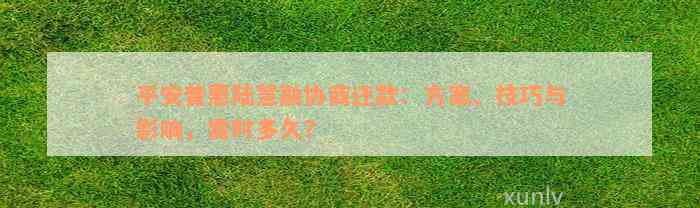 平安普惠陆慧融协商还款：方案、技巧与影响，需时多久？