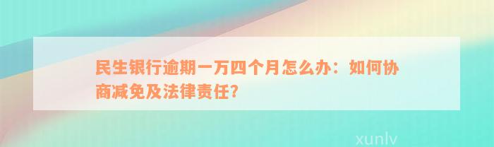 民生银行逾期一万四个月怎么办：如何协商减免及法律责任？