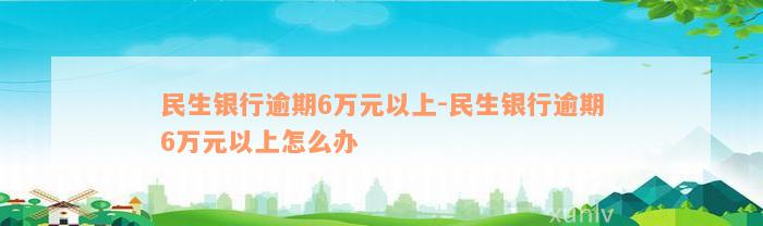 民生银行逾期6万元以上-民生银行逾期6万元以上怎么办