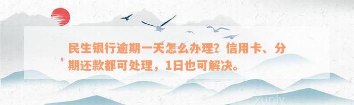 民生银行逾期一天怎么办理？信用卡、分期还款都可处理，1日也可解决。