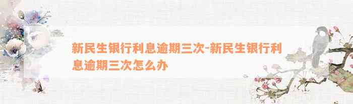 新民生银行利息逾期三次-新民生银行利息逾期三次怎么办