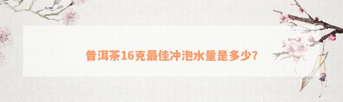 普洱茶16克最佳冲泡水量是多少？