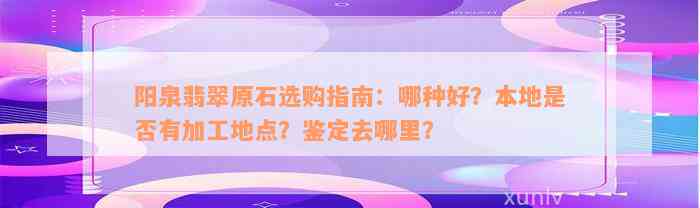 阳泉翡翠原石选购指南：哪种好？本地是否有加工地点？鉴定去哪里？