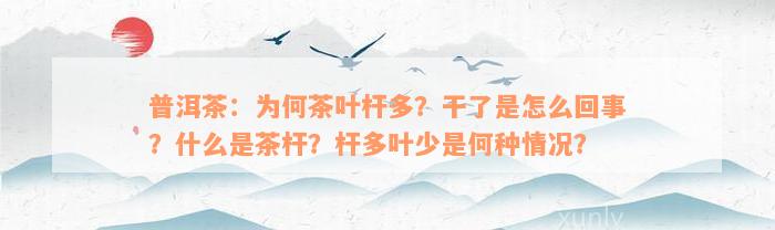 普洱茶：为何茶叶杆多？干了是怎么回事？什么是茶杆？杆多叶少是何种情况？